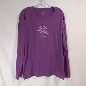 Life is Good Purple Graphic Print Classic Fit Long Sleeve Tee Size XL
